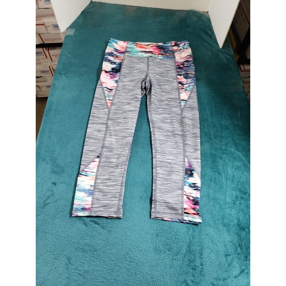 RBX Pants Size Medium Womens Gray Elastic Waist Running Stretch Cropped Tights
